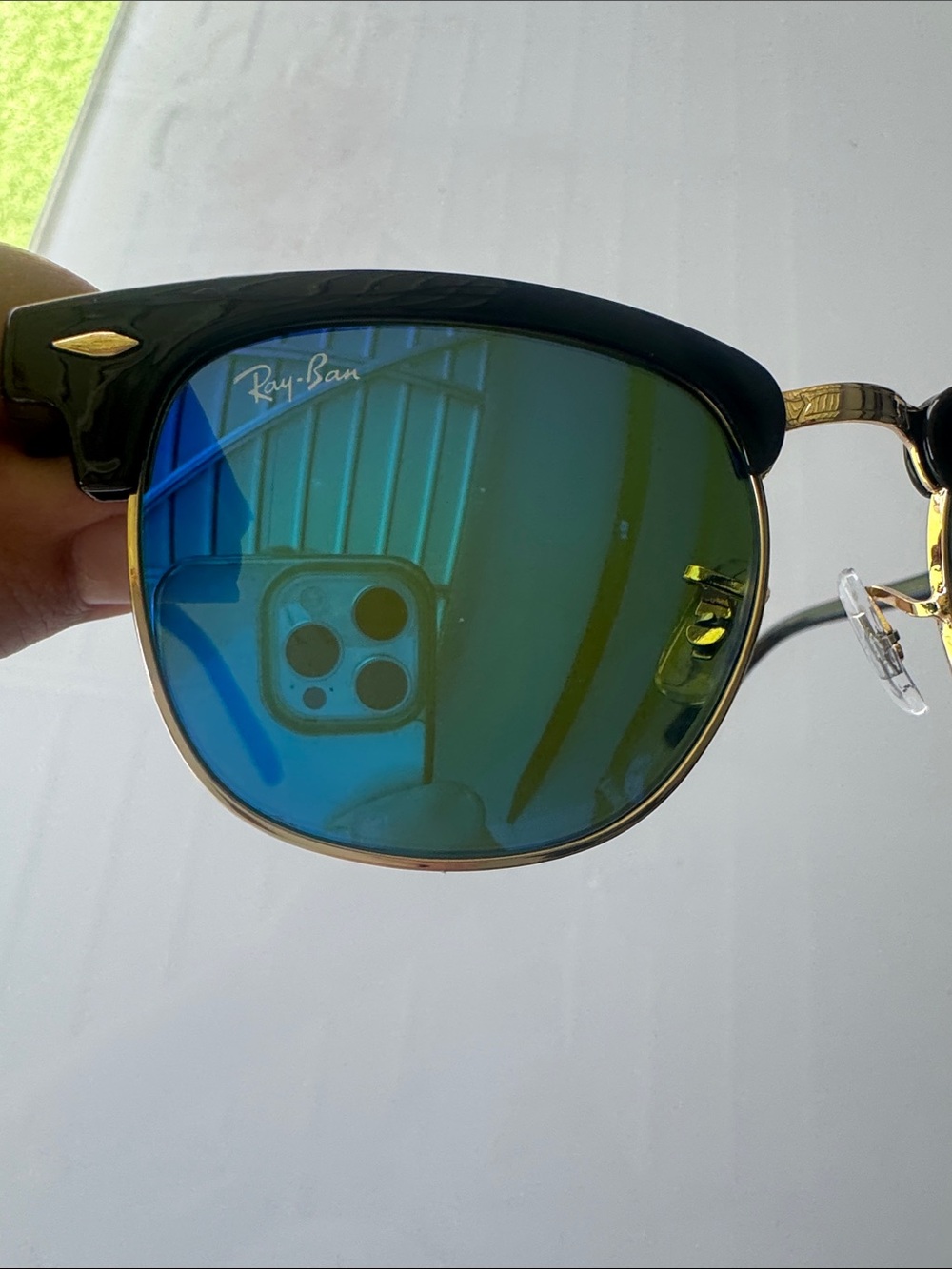 Ray-Ban Clubmaster Sunglasses - Black Frame, Blue Mirrors - Picture 3 of 9